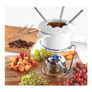 Cuisinart 13-Piece Cast Iron Fondue Set, White, 10"