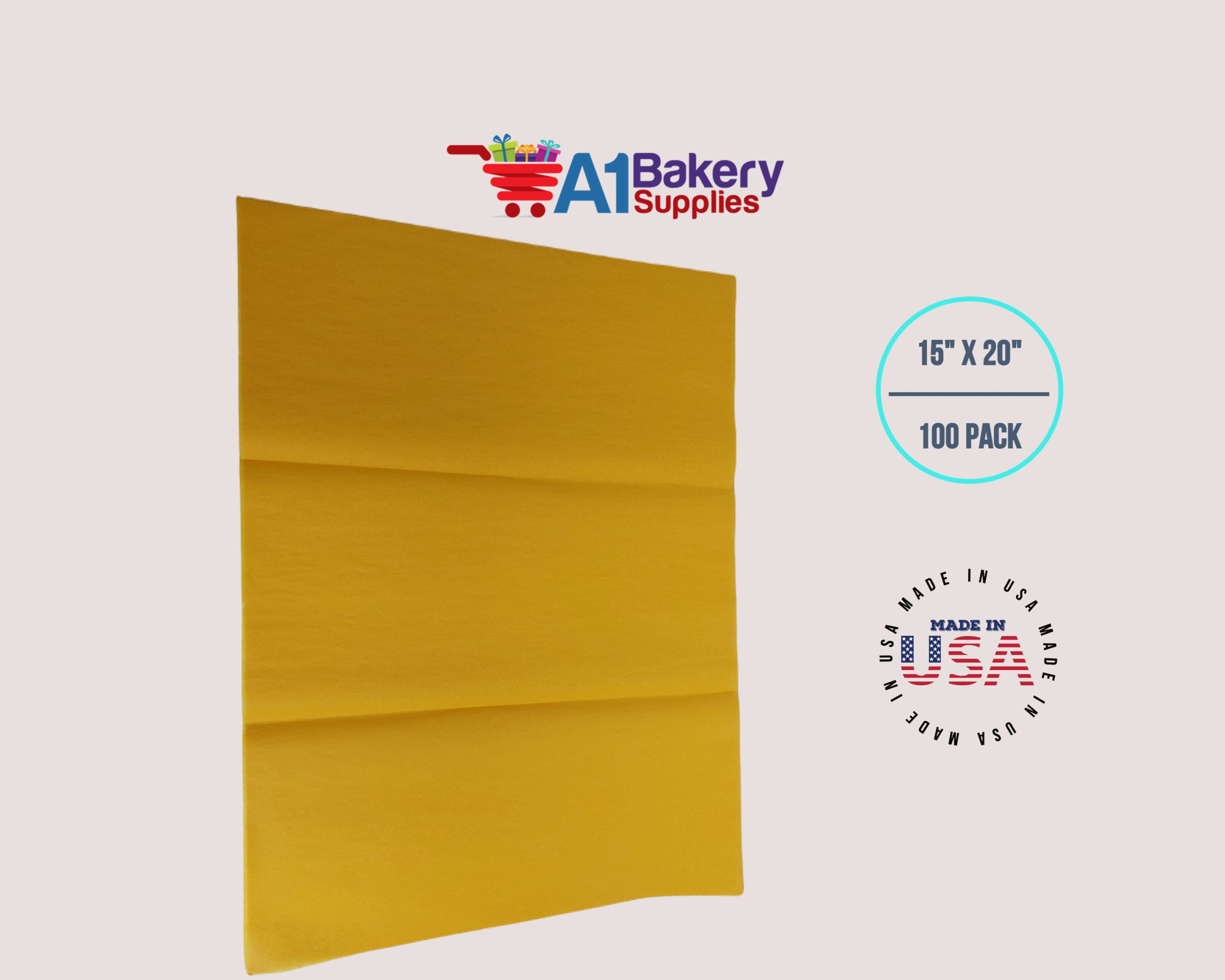 Goldenrod Tissue Paper 15 Inch X 20 Inch - 100 Sheet Pack Premium Tissue Paper By A1 bakery supplies