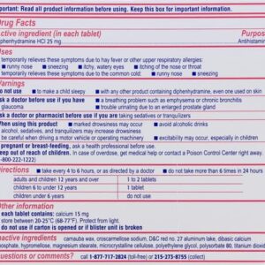 Benadryl Ultratabs Antihistamine Allergy Relief with Diphenhydramine HCl, 24 Count