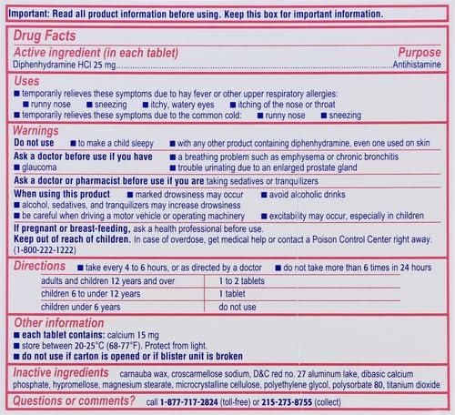 Benadryl Ultratabs Antihistamine Allergy Relief with Diphenhydramine HCl, 24 Count