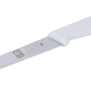 ICEL Serrated Paring Knives – Stainless Steel Kitchen Paring Knives – Small Kitchen Knives for Meal Prep – 4-inch Blade Sharp Paring Knives, White handle.