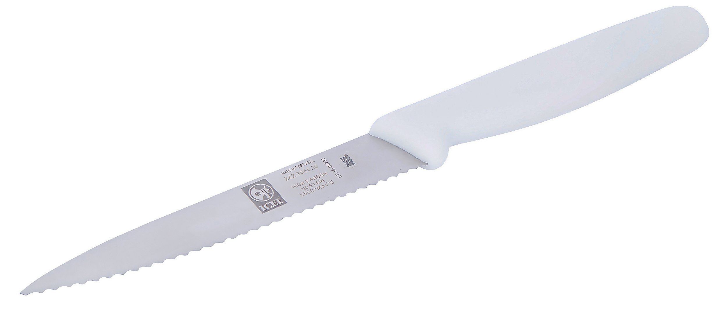 ICEL Serrated Paring Knives – Stainless Steel Kitchen Paring Knives – Small Kitchen Knives for Meal Prep – 4-inch Blade Sharp Paring Knives, White handle.