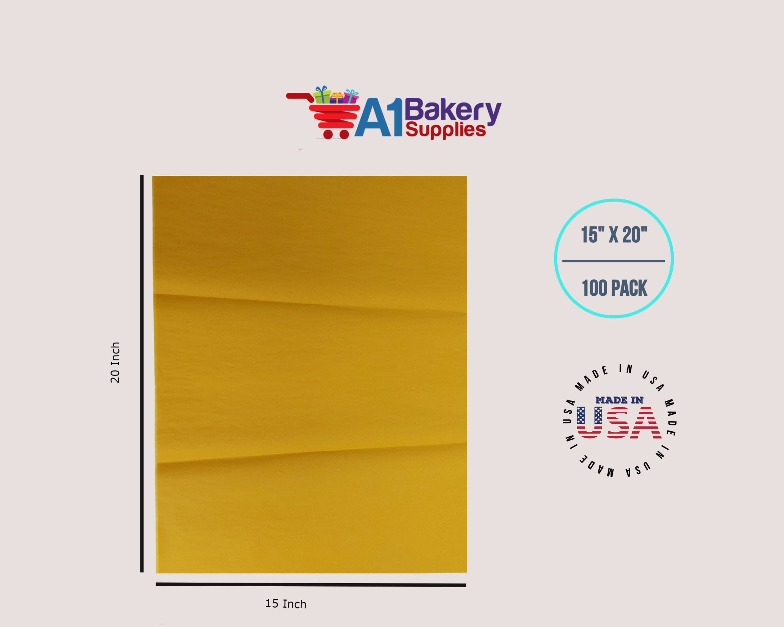 Goldenrod Tissue Paper 15 Inch X 20 Inch - 100 Sheet Pack Premium Tissue Paper By A1 bakery supplies