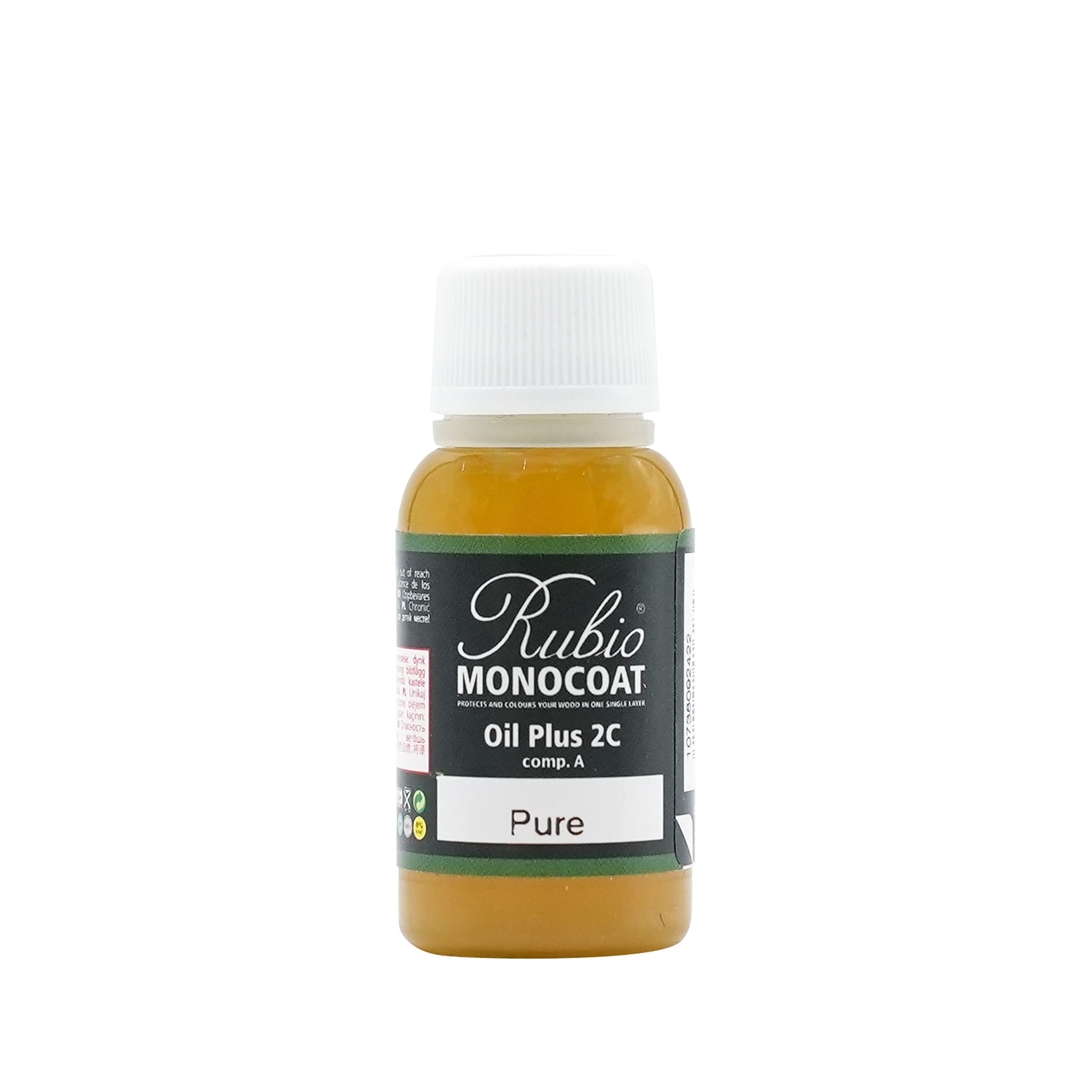 Rubio Monocoat Wood Oil Finish Sample - Pure | Oil Plus Part A | Quick-Dry, Eco-Friendly Linseed Wood Oil for Indoor Use | Ideal for Sampling Oil Plus 2C & Touch Ups | 20 mL