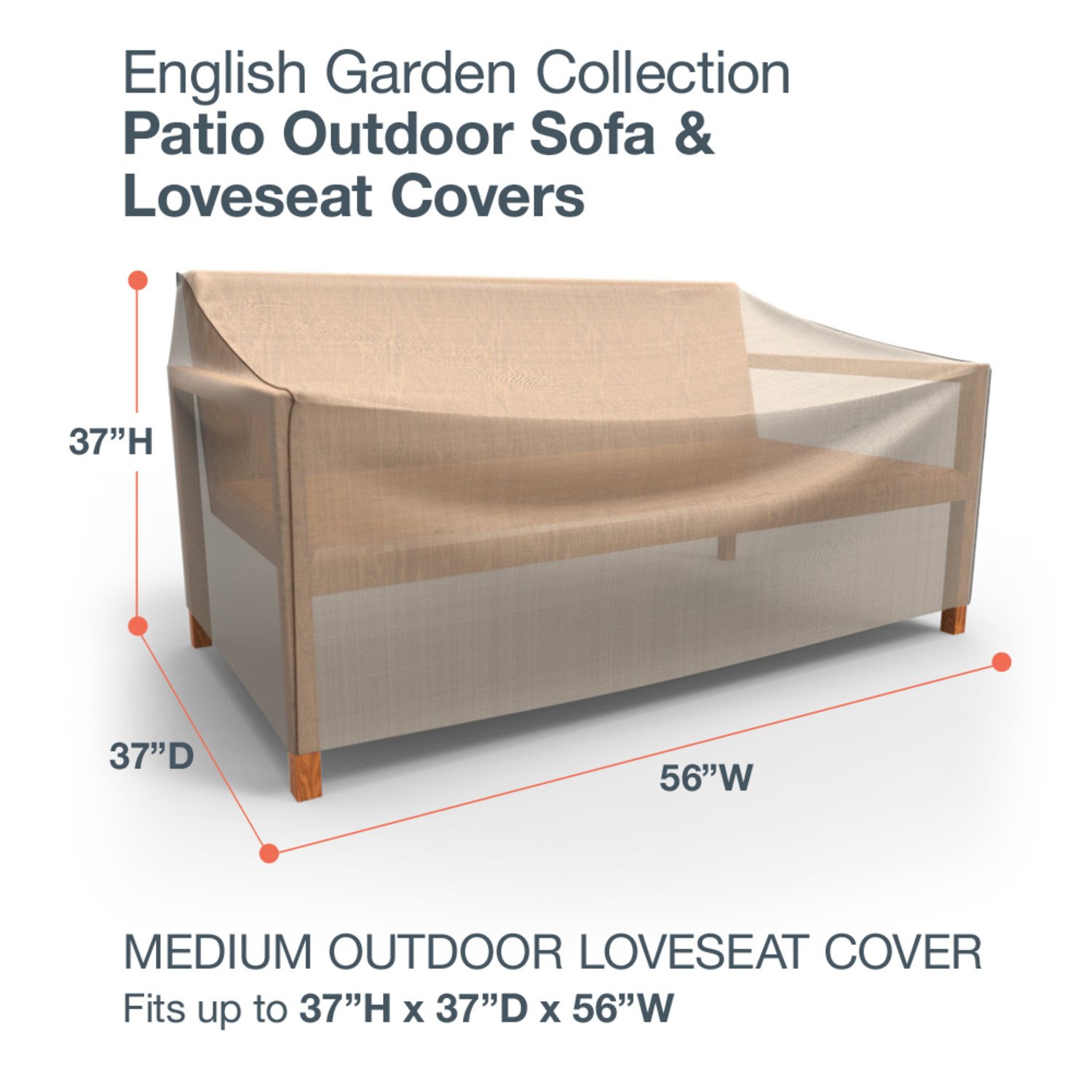 Budge P3W01PM1 English Garden Patio Loveseat Cover Heavy Duty and Waterproof, Medium, Tan Tweed