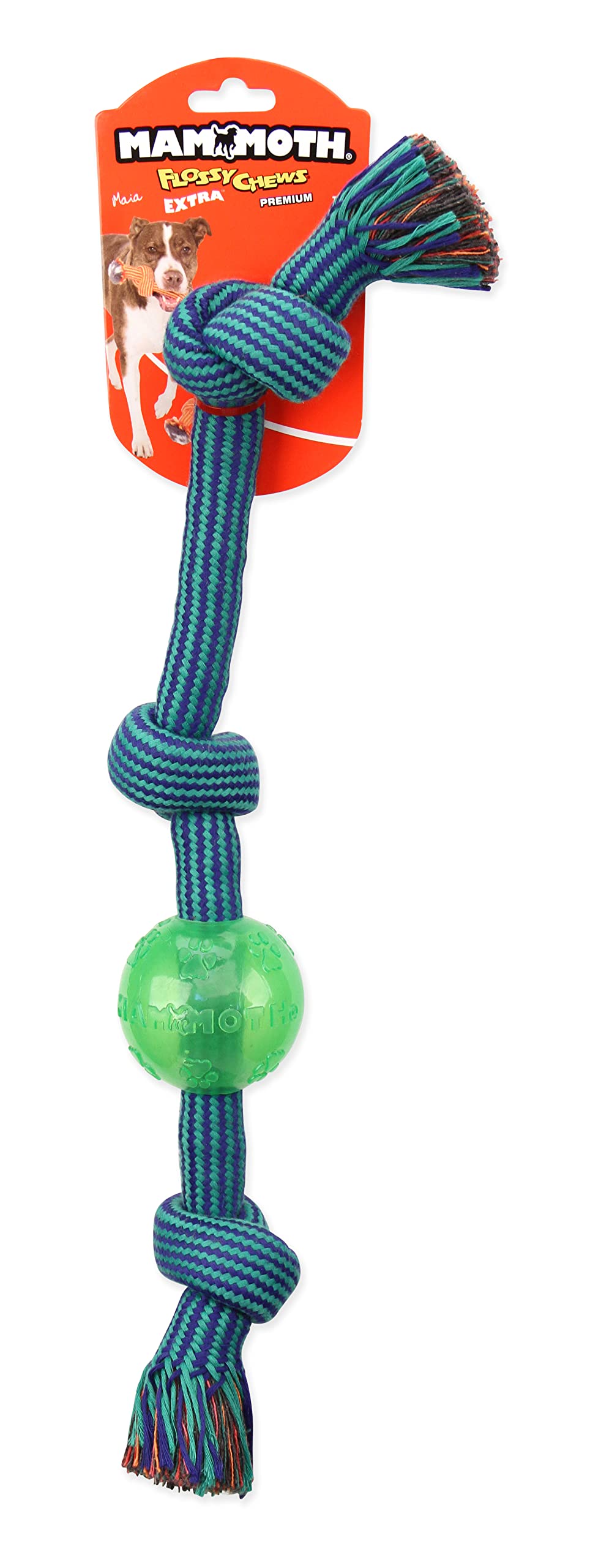 Mammoth Pet Products Large 20" Extra 3 Knot Tug w/TPR Ball