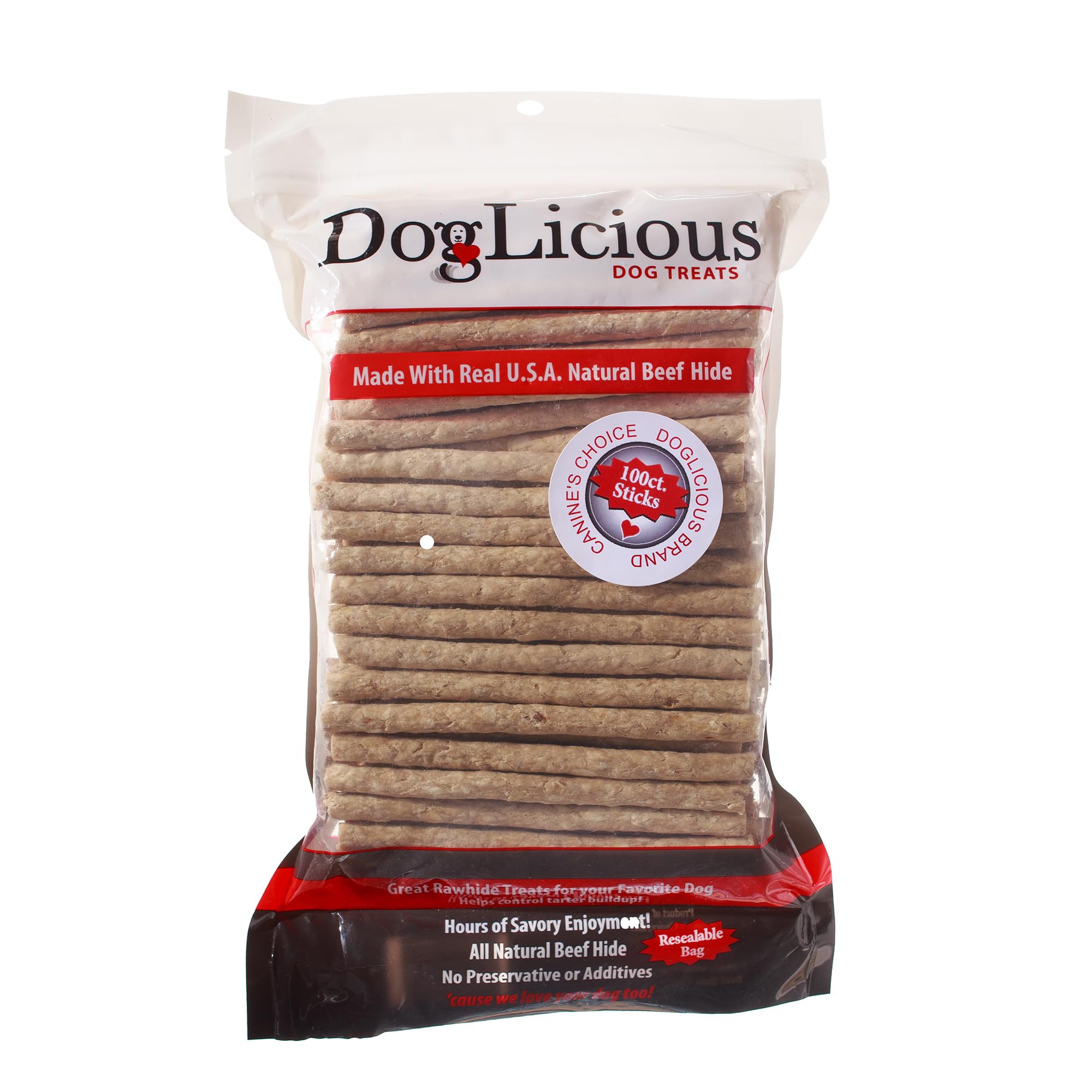 DOG-LICIOUS Rawhide Munchy Sticks for Dogs, Long Lasting Dog Chew Treats, Easy to Digest & Improve Dental Welfare (Pack of 100) (50707)