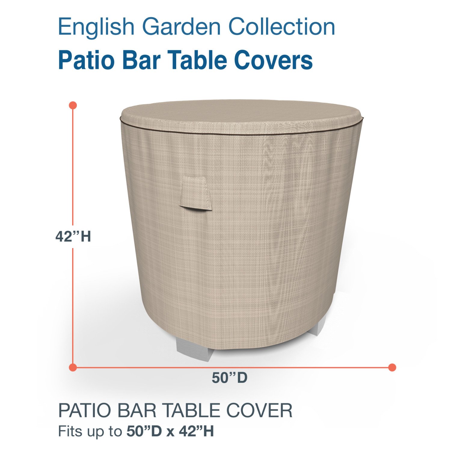 Budge P5A32PM1 English Garden Patio Bar Table Cover Heavy Duty and Waterproof, Small, Tan Tweed