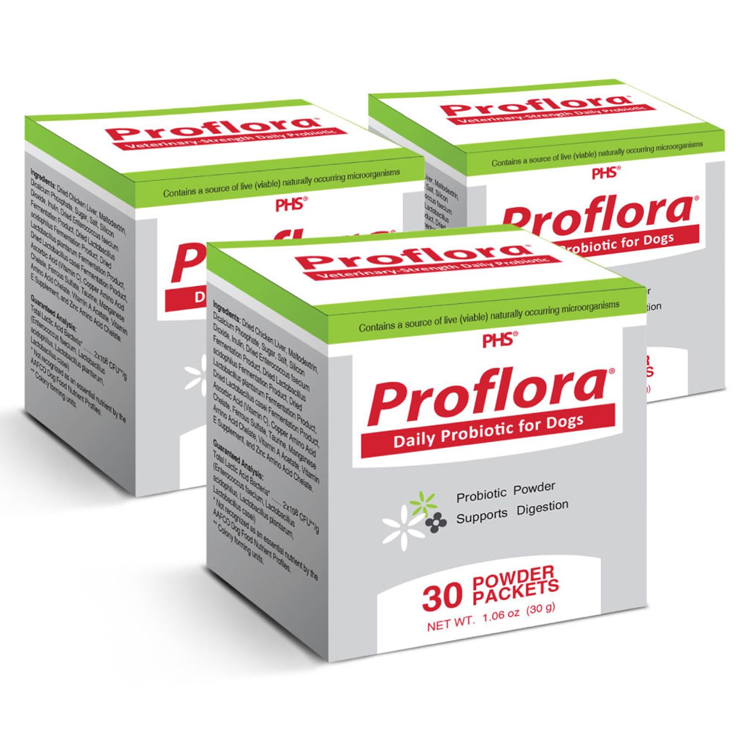 Proflora Probiotic for Dogs - Healthy Digestion - Boost Immune System - Normal Bowel Function - Skin and Coat Health - Supplement for GI Tract - 90 Servings, 3-Pack