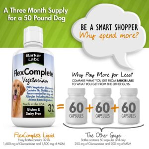 FlexComplete Liquid Vegetarian Glucosamine for Dogs - Joint Health and Mobility Support with Vegetarian Formula to Keep Pet Active and Healthy - for Small and Larde Dogs- Formulated in The USA