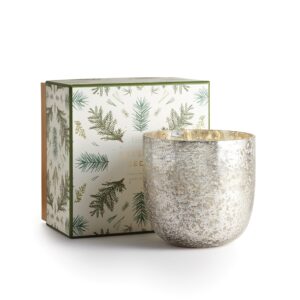 illume noble holiday collection balsam & cedar luxe box sanded mercury glass candle, 22 oz