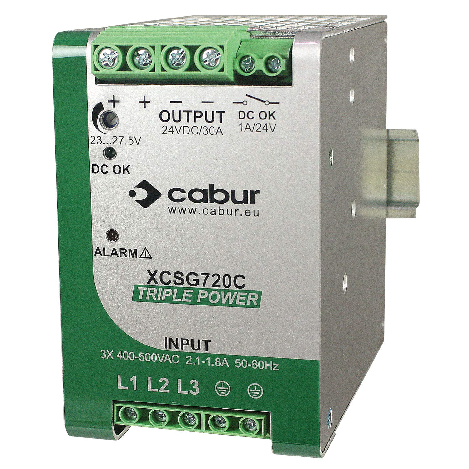 Automation Systems Interconnect XCSG720C 3-Phase DIN Rail Mount Power Supply, 24 VDC, 720W, 30 amp Output, 480 to 550 VAC Input