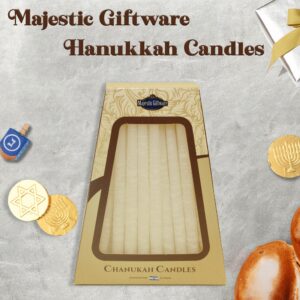 Majestic Giftware Hanukkah Candles - CP11 | 45 Dripless Handcrafted Chanukah Candles for All 8 Nights of Hanukkah | Premium Quality Wax |Manufactured by Safed Candle Company in Israel (White)