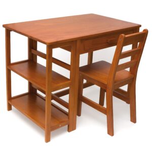 Lipper International Child's Work Station Desk and Chair, Pecan Finish