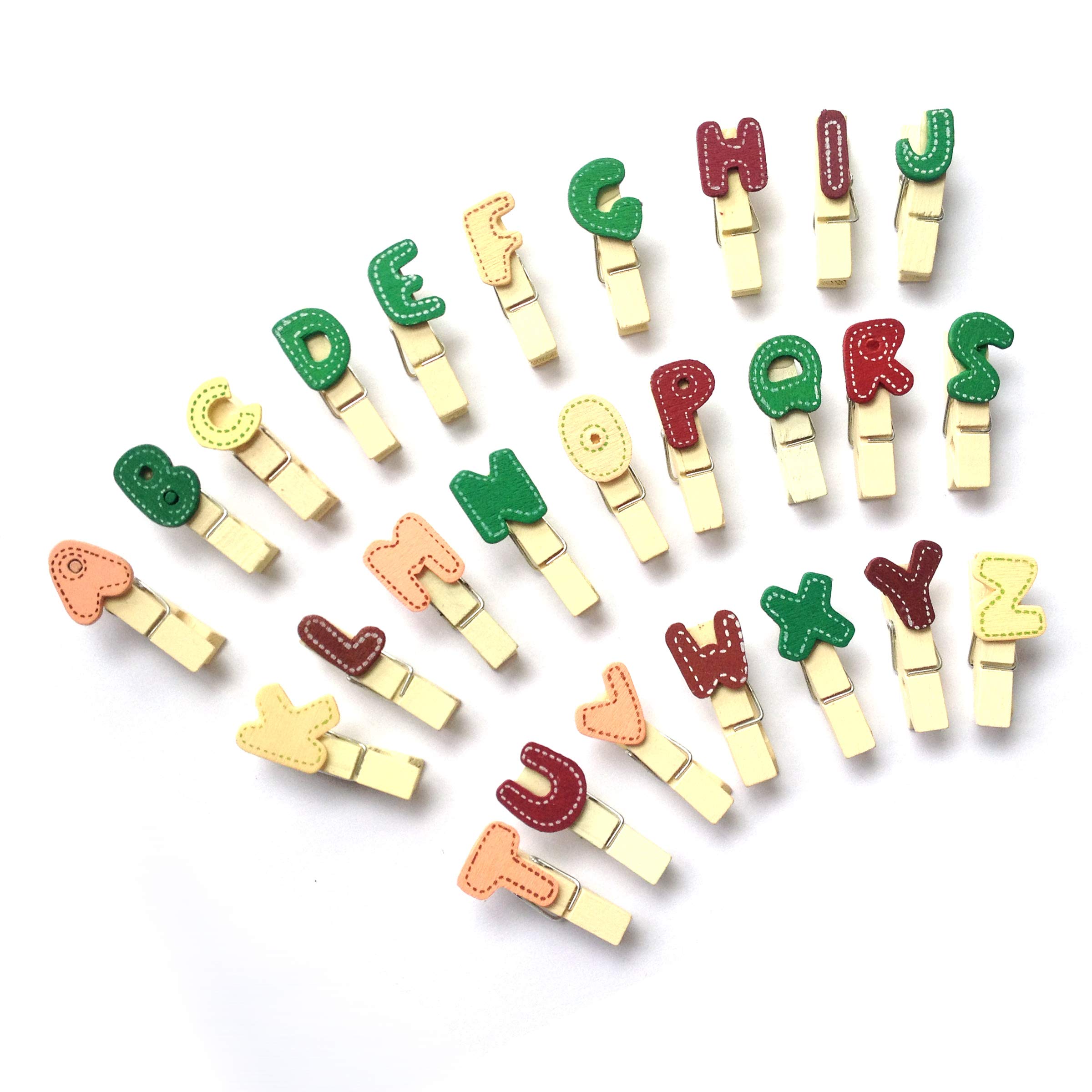 LWR CRAFTS Wooden Mini Clothespins Letters 26 Pieces