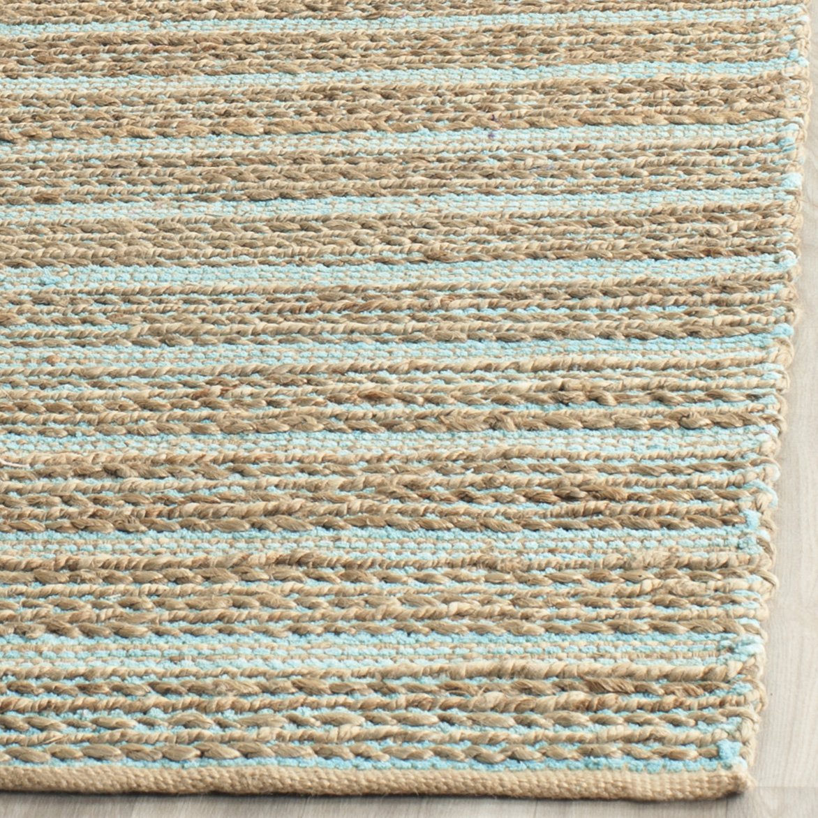 SAFAVIEH Cape Cod Collection Accent Rug - 4' x 6', Aqua, Handmade Flat Weave Jute, Ideal for High Traffic Areas in Entryway, Living Room, Bedroom (CAP851D)