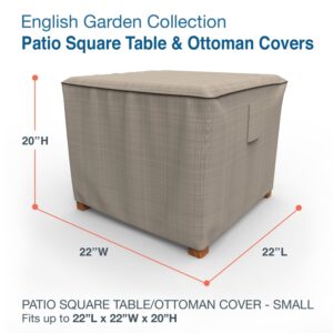 Budge P4A05PM1 English Garden Square Patio Table/Ottoman Cover Heavy Duty and Waterproof, Small, Two-Tone Tan