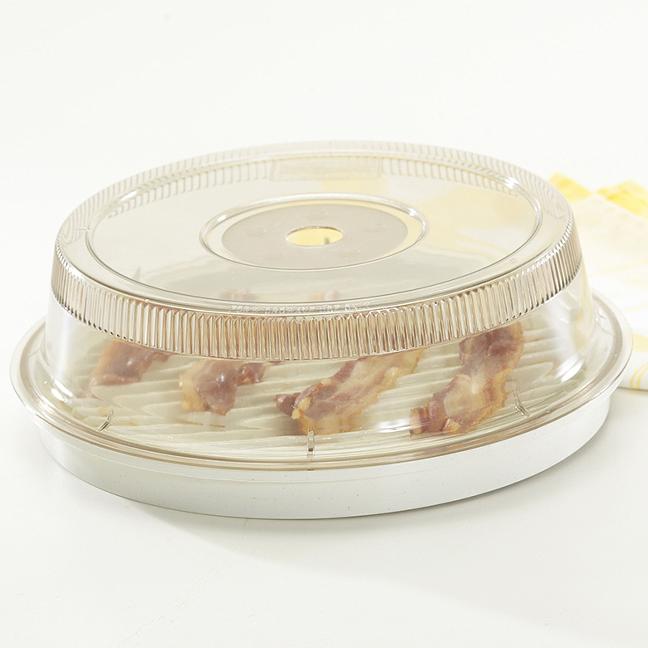 Nordic Ware Microwave 2-Sided Round Bacon and Meat Grill and 10-Inch Deluxe Microwave Plate Cover