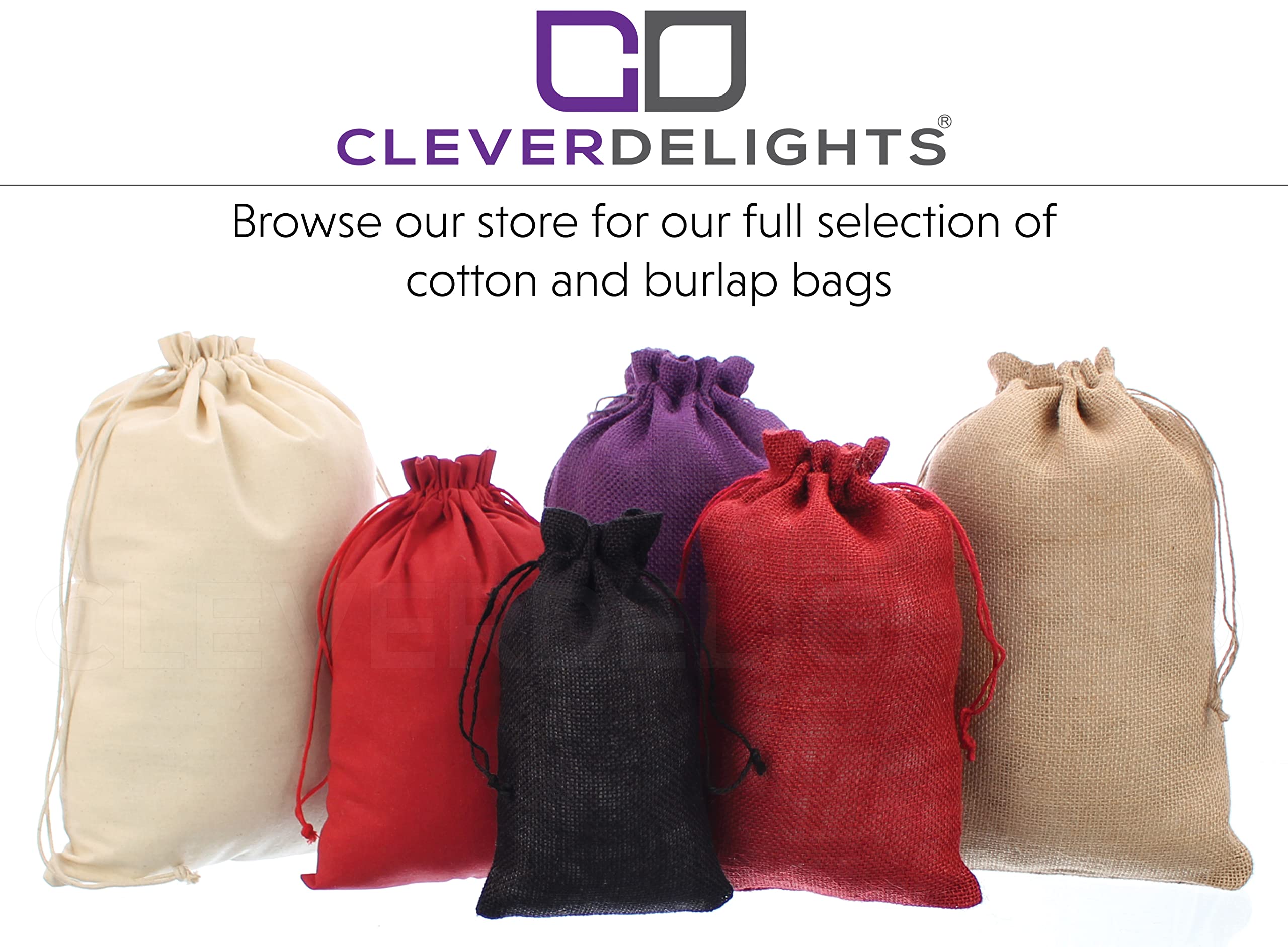 CleverDelights 12" x 20" Burlap Bags - 12 Pack - 12x20 Inch Jute Burlap Drawstring Sacks