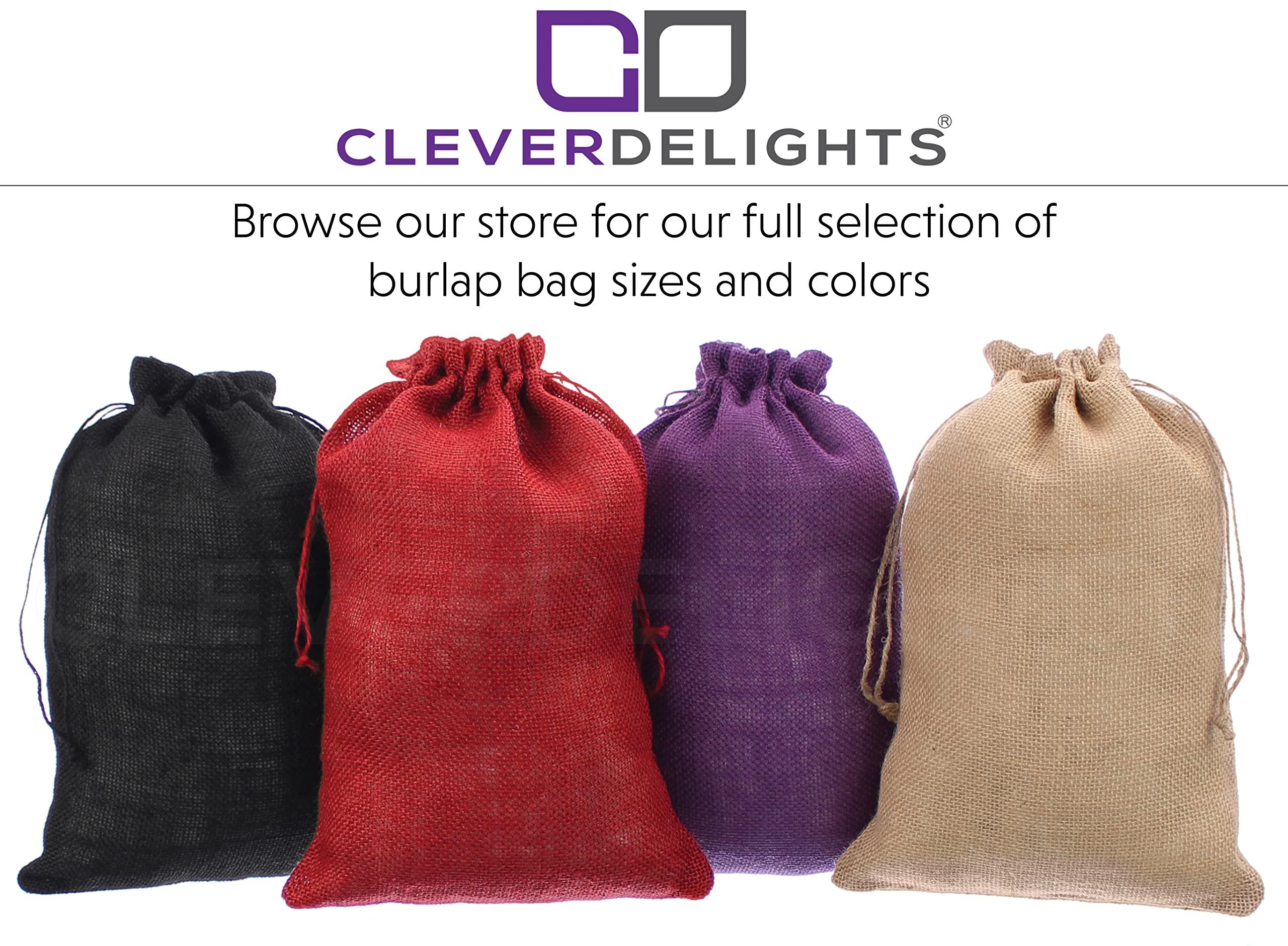 CleverDelights 12" x 20" Burlap Bags - 12 Pack - 12x20 Inch Jute Burlap Drawstring Sacks