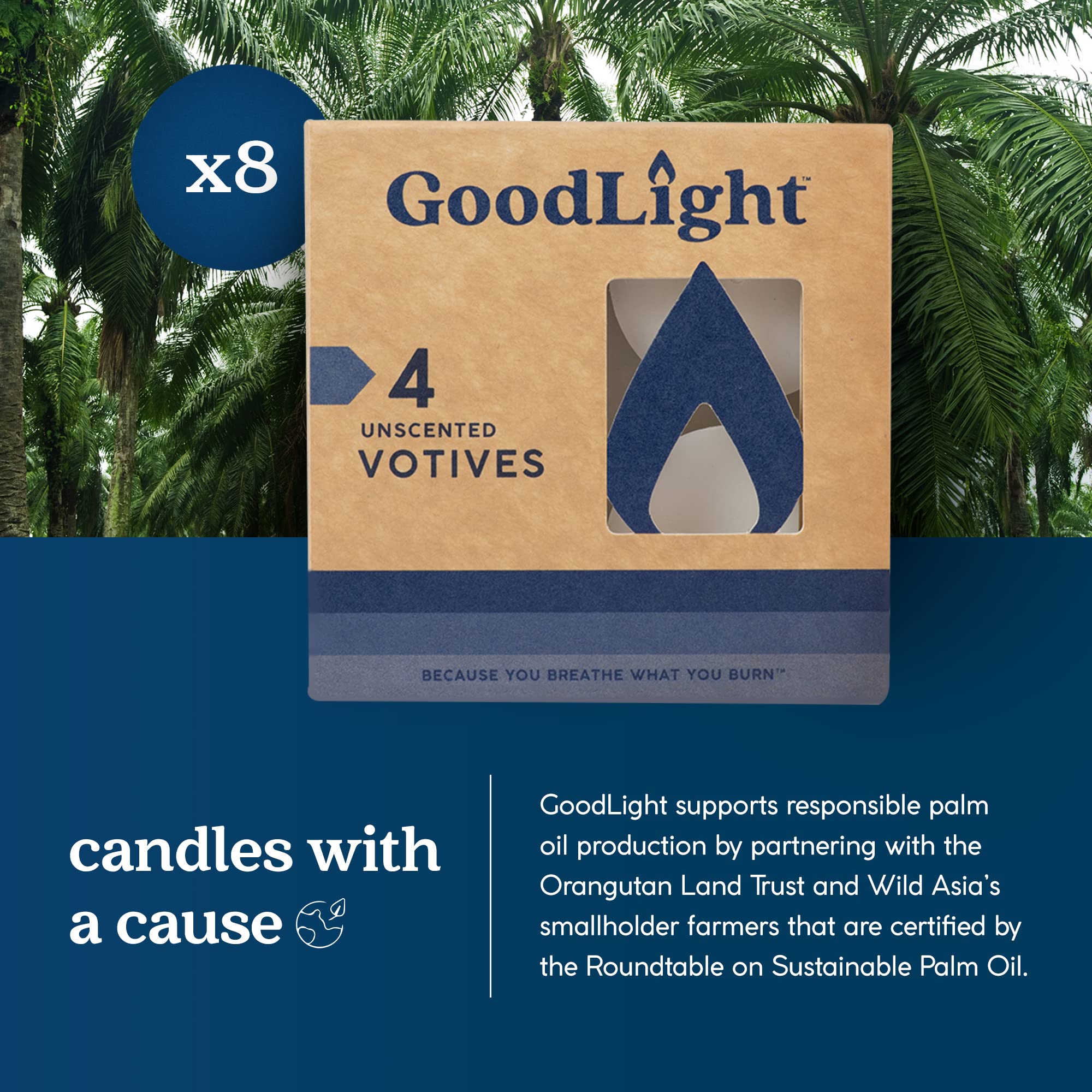 GoodLight Paraffin-Free Votive Candles, Vegan Palm Wax, Clean-Burning and All-Natural Votive White Candles | 15-Hour Burn Time (32 Unscented Votive Candles)