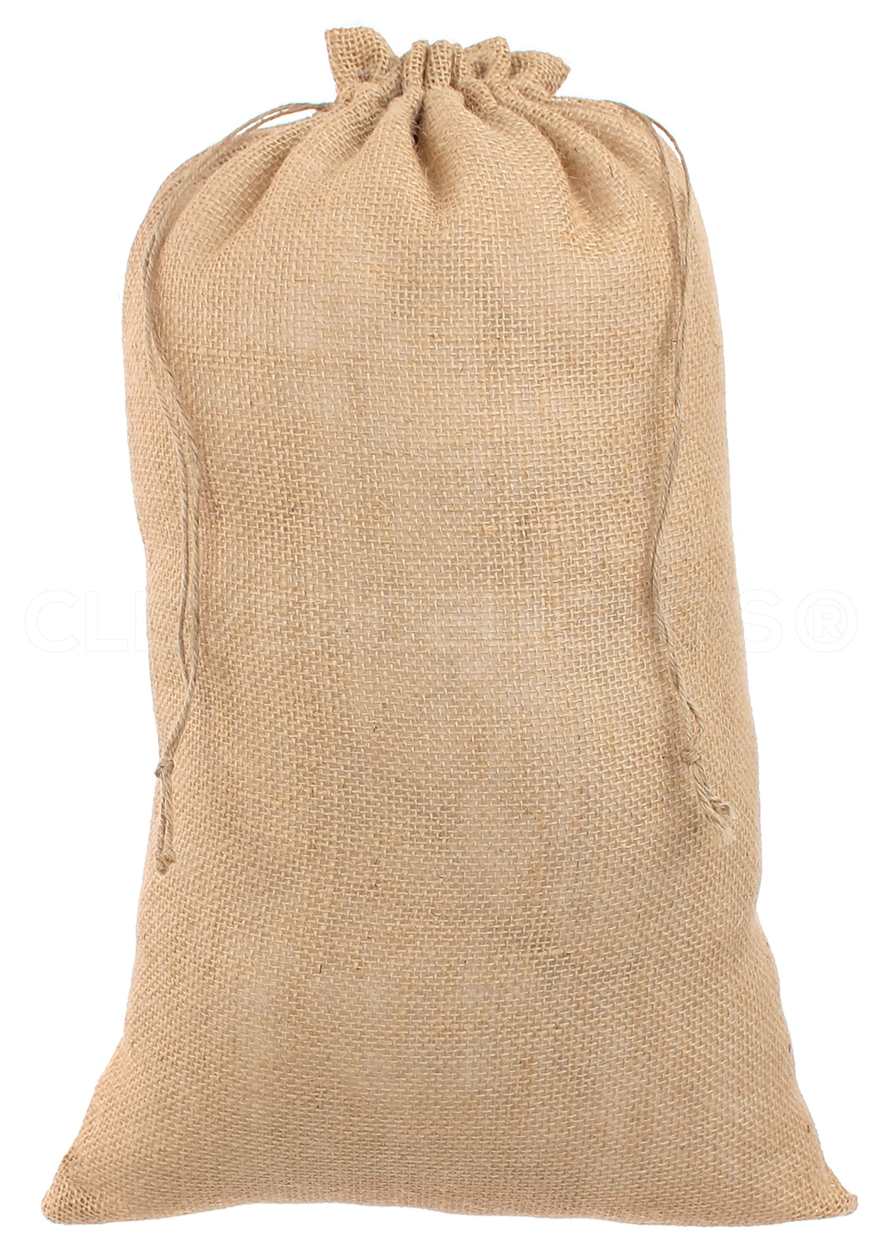 CleverDelights 12" x 20" Burlap Bags - 12 Pack - 12x20 Inch Jute Burlap Drawstring Sacks