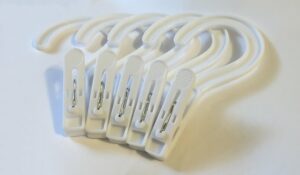 melvado laundry hanger hooks | strong plastic solid metal spring | lightweight, convenient clothing pins to hang and dry wet clothes | for home use or travel | economy 12 pack | white