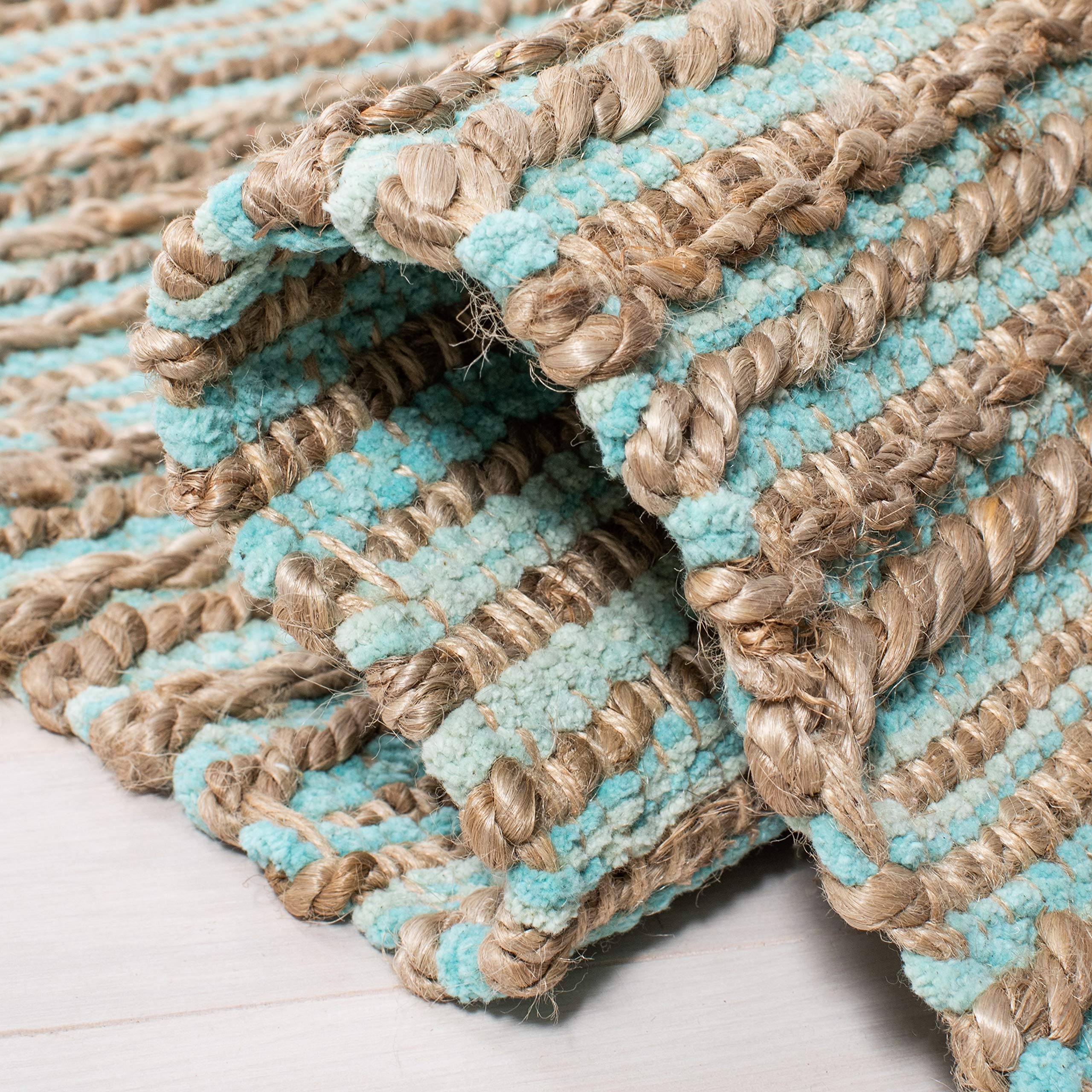 SAFAVIEH Cape Cod Collection Accent Rug - 4' x 6', Aqua, Handmade Flat Weave Jute, Ideal for High Traffic Areas in Entryway, Living Room, Bedroom (CAP851D)