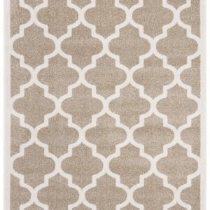 SAFAVIEH Amherst Collection Area Rug - 5'3" x 8', Wheat & Beige, Moroccan Trellis Design, Non-Shedding & Easy Care, Ideal for High Traffic Areas in Living Room, Bedroom (AMT420S)