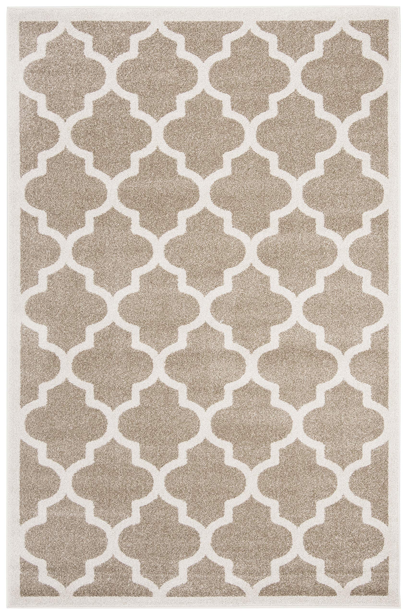 SAFAVIEH Amherst Collection Area Rug - 5'3" x 8', Wheat & Beige, Moroccan Trellis Design, Non-Shedding & Easy Care, Ideal for High Traffic Areas in Living Room, Bedroom (AMT420S)