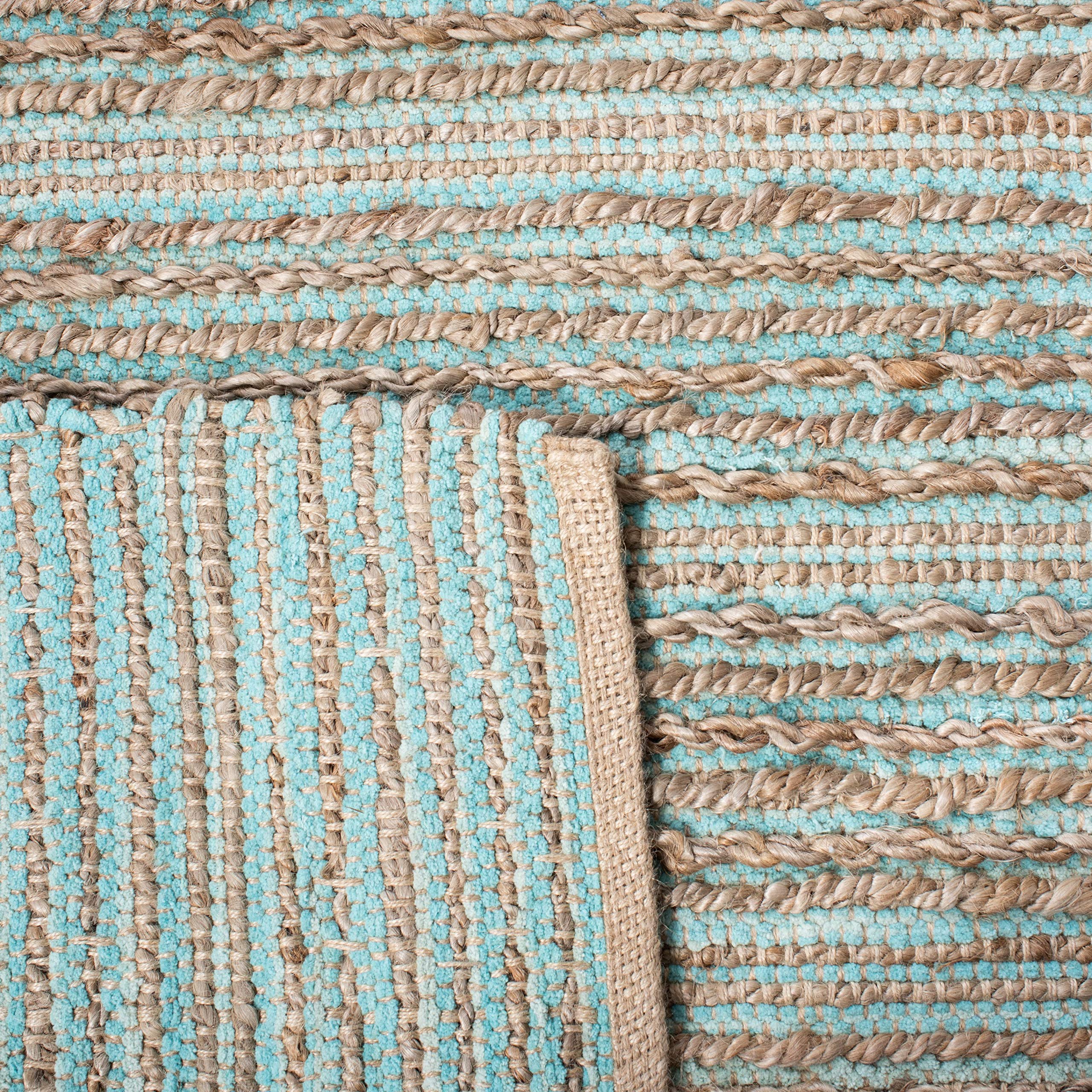 SAFAVIEH Cape Cod Collection Accent Rug - 4' x 6', Aqua, Handmade Flat Weave Jute, Ideal for High Traffic Areas in Entryway, Living Room, Bedroom (CAP851D)