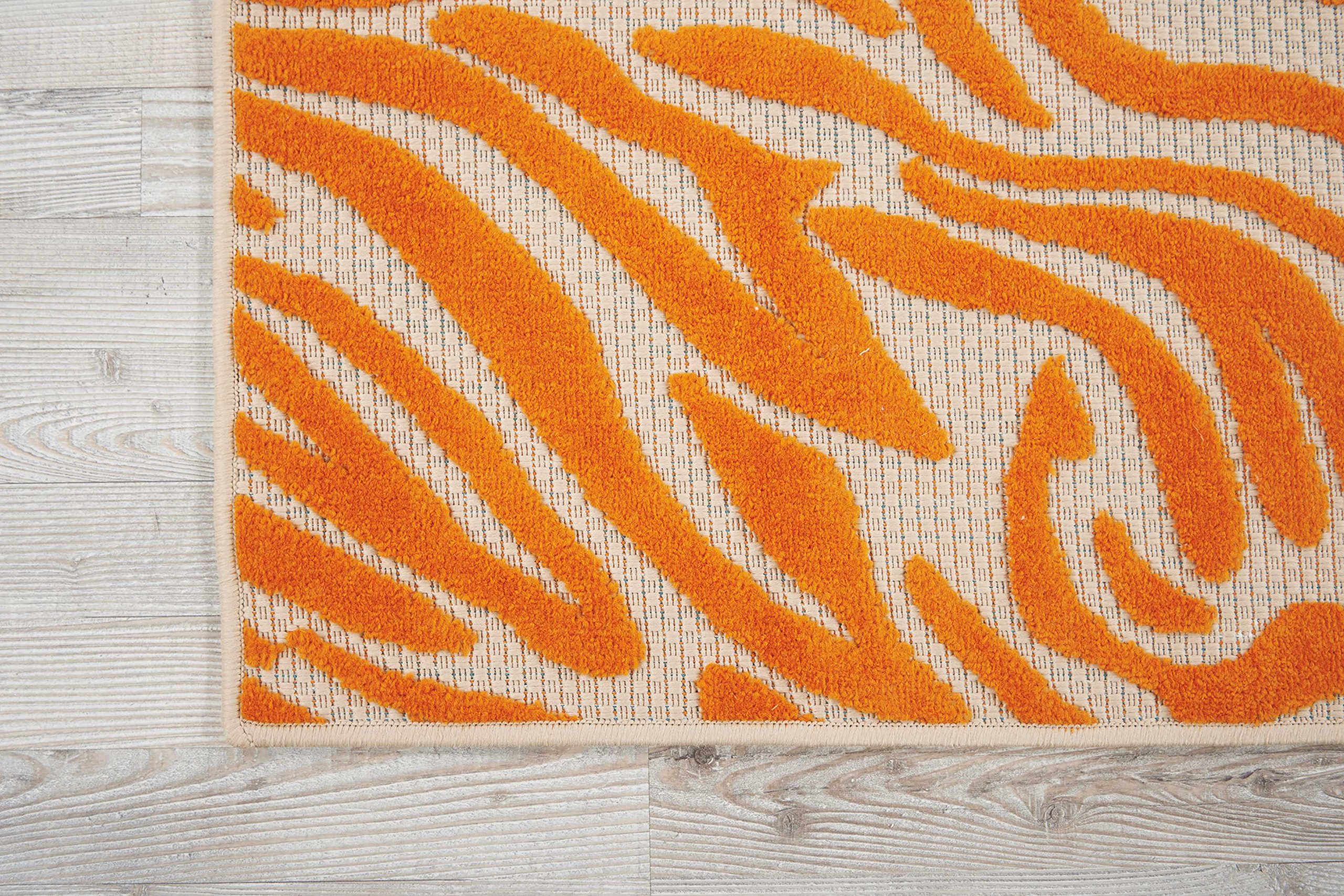 Nourison Aloha Indoor/Outdoor Orange 3'6" x 5'6" Area -Rug, Tropical, Botanical, Easy -Cleaning, Non Shedding, Bed Room, Living Room, Dining Room, Deck, Backyard, Patio (3x5)