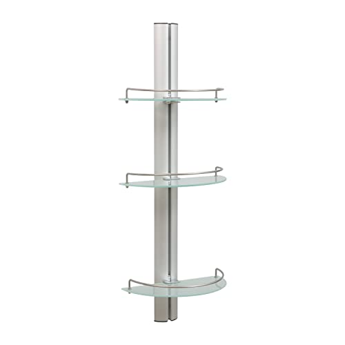 Organize It All Mounted 3 Tier Half Moon Bathroom Glass with Stainless Steel Rail Shelf