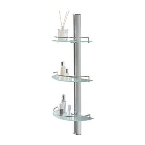 Organize It All Mounted 3 Tier Half Moon Bathroom Glass with Stainless Steel Rail Shelf