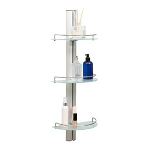 Organize It All Mounted 3 Tier Half Moon Bathroom Glass with Stainless Steel Rail Shelf