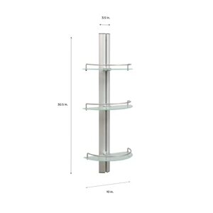 Organize It All Mounted 3 Tier Half Moon Bathroom Glass with Stainless Steel Rail Shelf