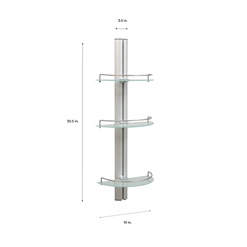 Organize It All Mounted 3 Tier Half Moon Bathroom Glass with Stainless Steel Rail Shelf