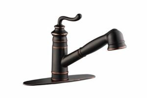 derengge single handle kitchen sink faucet,oil rubbed bronze pull out kitchen faucet with deck plate,1 hole or 3 hole installation,f-825-kg orb