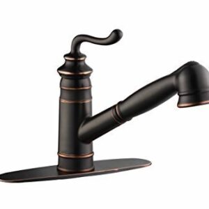 Derengge Single Handle Kitchen Sink Faucet,Oil Rubbed Bronze Pull Out Kitchen Faucet with Deck Plate,1 Hole or 3 Hole Installation,F-825-KG ORB