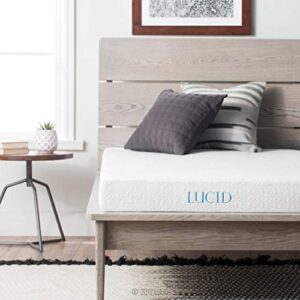 lucid 5 inch gel memory foam dual-layered-certipur-us certified-firm feel mattress, twin, white