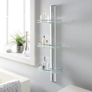 Organize It All Mounted 3 Tier Half Moon Bathroom Glass with Stainless Steel Rail Shelf