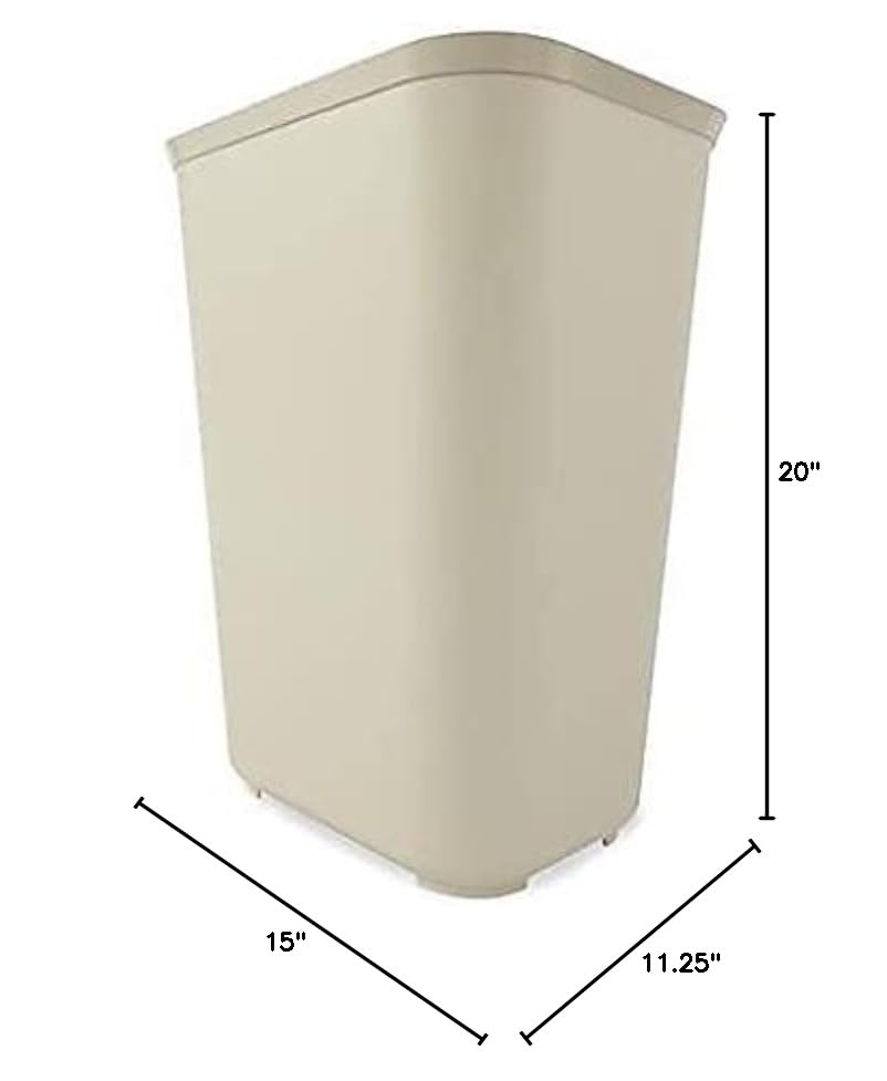 Rubbermaid Commercial 254400BG Fire-Resistant Wastebasket Rectangular Fiberglass 10gal Beige