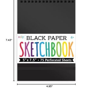 OOLY DIY Cover Small Sketchbook, 5 x 7.5 Inches, Black Paper Sketchbook, Drawing Book for Kids, Adults, Students, and Artists, Great Drawing Pad for Gel Pens, White Pencils, Ooly Paints, and More