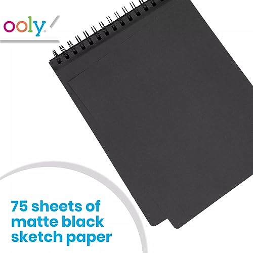 OOLY DIY Cover Small Sketchbook, 5 x 7.5 Inches, Black Paper Sketchbook, Drawing Book for Kids, Adults, Students, and Artists, Great Drawing Pad for Gel Pens, White Pencils, Ooly Paints, and More