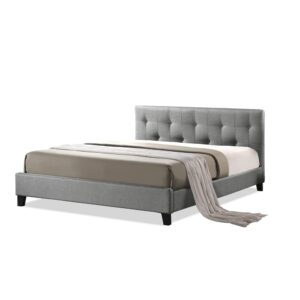 baxton studio annette linen modern bed with upholstered headboard, full, grey