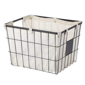 Better Homes and Gardens Small Black Wire Basket with Chalkboard Label & Ivory Lining