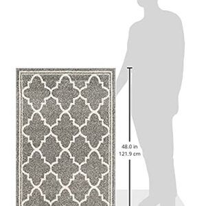 SAFAVIEH Amherst Collection Accent Rug - 2'6" x 4', Dark Grey & Beige, Moroccan Trellis Design, Non-Shedding & Easy Care, Ideal for High Traffic Areas in Entryway, Living Room, Bedroom (AMT422R)