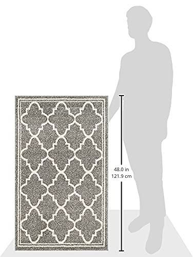 SAFAVIEH Amherst Collection Accent Rug - 2'6" x 4', Dark Grey & Beige, Moroccan Trellis Design, Non-Shedding & Easy Care, Ideal for High Traffic Areas in Entryway, Living Room, Bedroom (AMT422R)