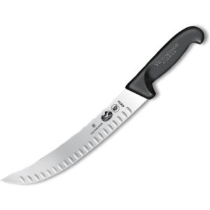 victorinox 10" cimeter knife, curved blade, granton, black fibrox handle 5.7323.25