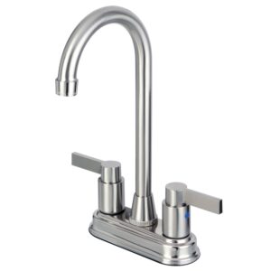 kingston brass kb8498ndl nuvofusion 4-inch centerset bar faucet, 4-3/4-inch in spout reach, brushed nickel